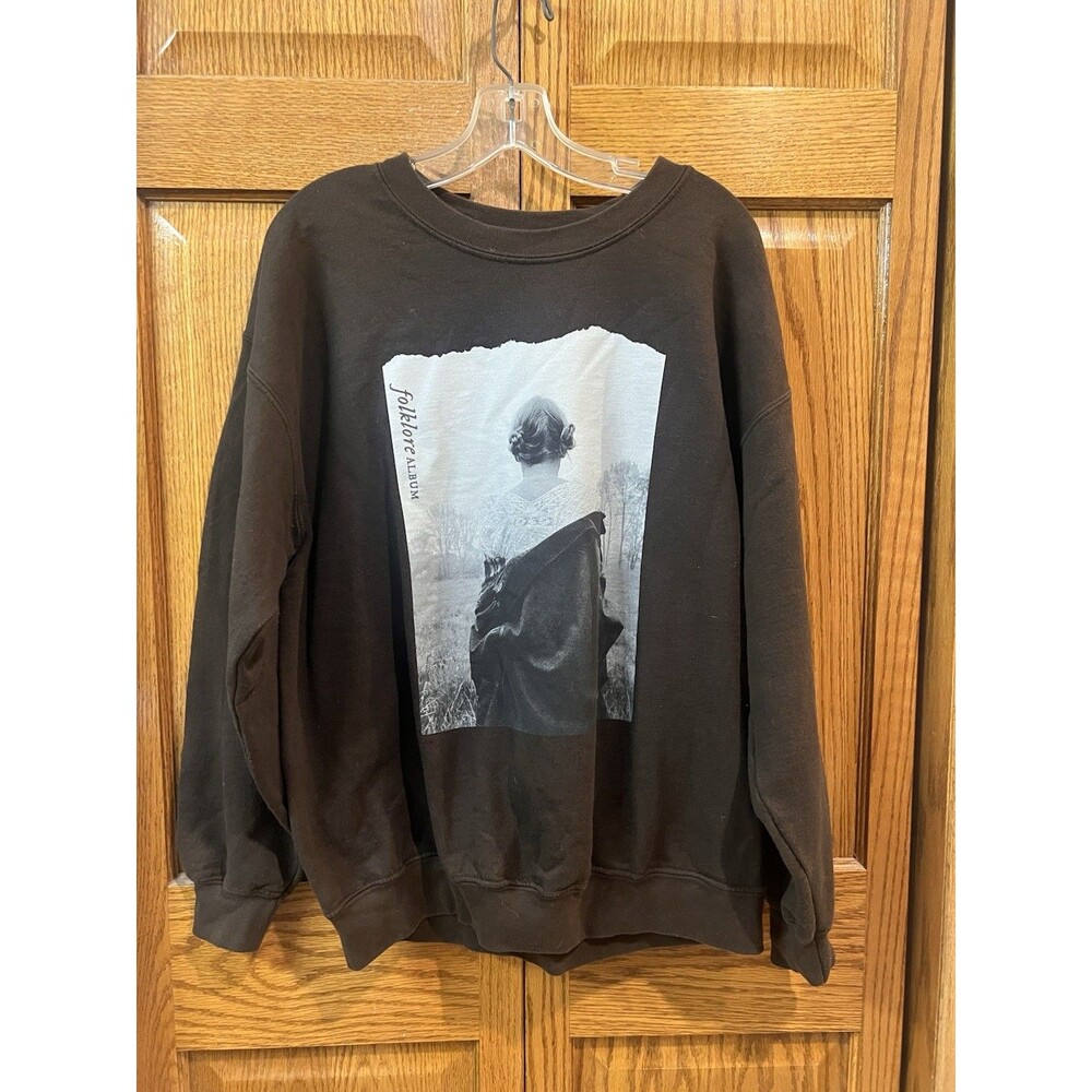Taylor Swift Folklore Album Crewneck Sweatshirt Brown Size L Official Merch
